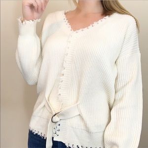 'Luna' Belted Acrylic Sweater